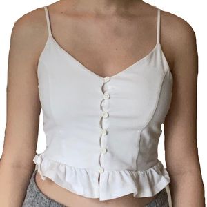 White Cropped Tank Top